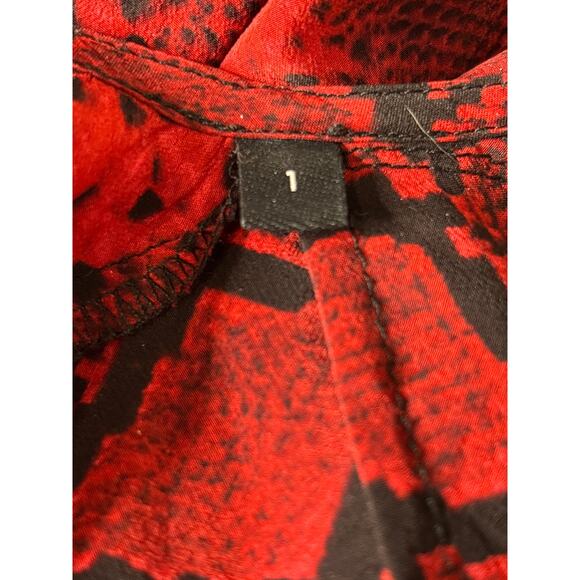 The Kooples Hot Snakeskin Print Mini Dress Size 1 Red Button Accents Holidays - Picture 7 of 7